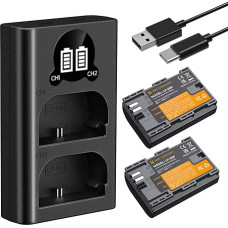 K&F Concept LP-E6P 2400 mAh fotoaparato akumuliatorius (2 vnt.), LCD dviejų lizdų įkroviklio rinkinys, suderinamas su 