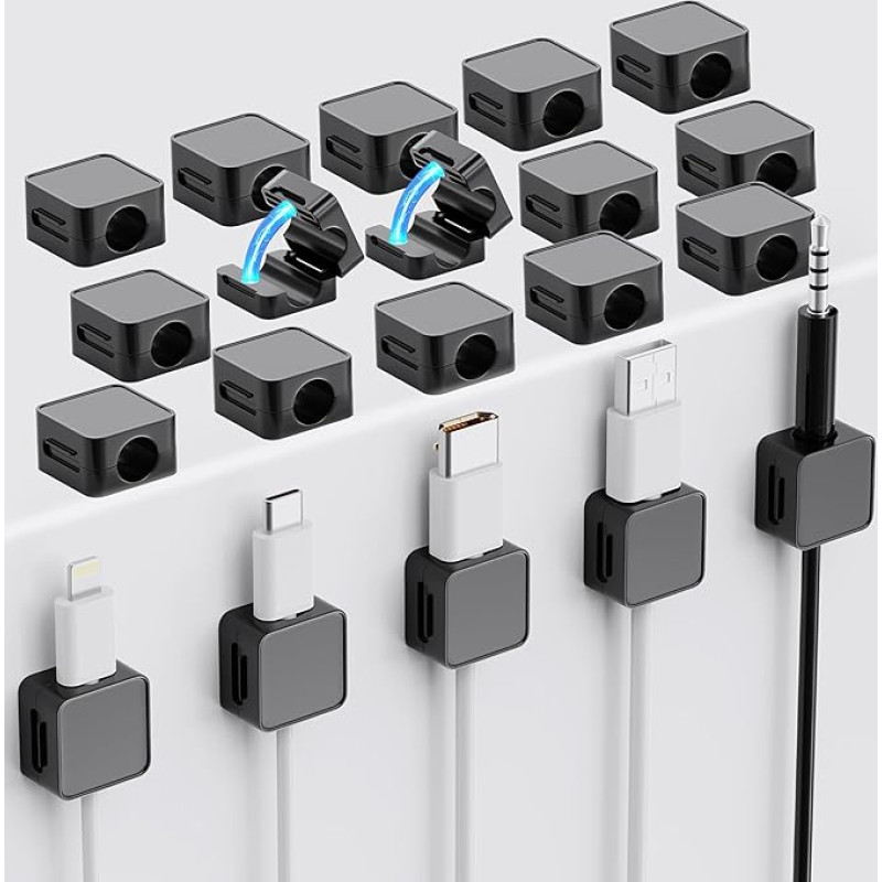 Cable Organizer Strong Adhesive Magnetic Easy Open Organize Phone Charging Cable Cord Holder Organizer Neatly for Home, Office, Car, Desk, Bedside Table