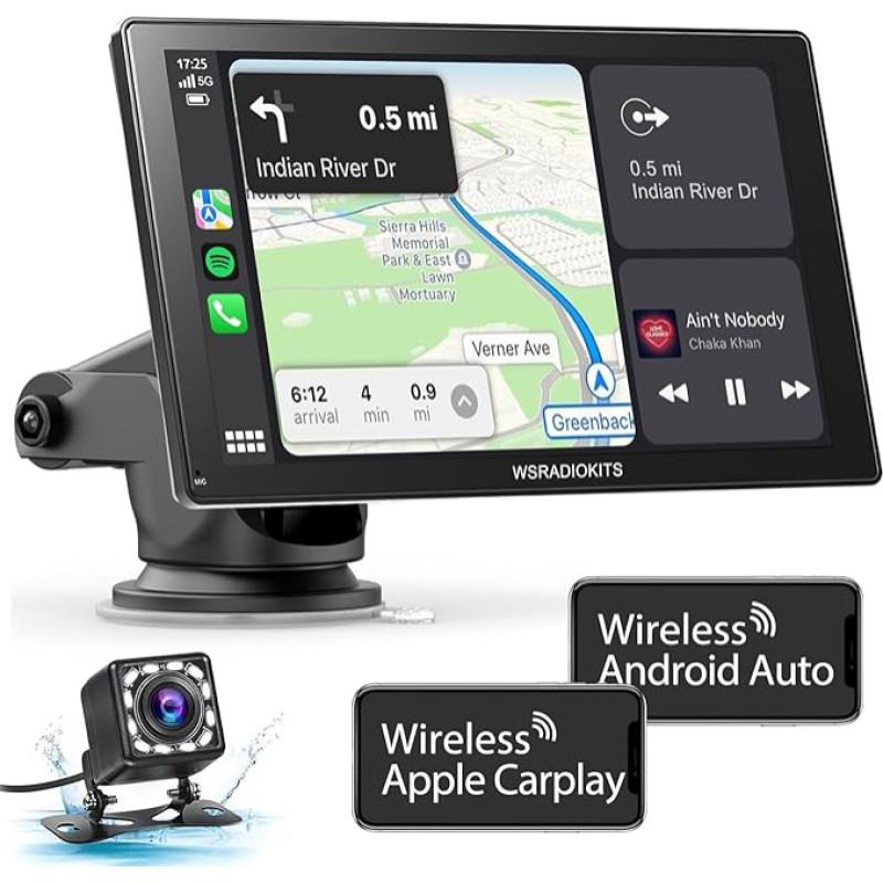 9 Inch Wireless Carplay Display Android Car Display, Car Radio Wireless Carplay Screen, Android Car Screen with AUX/FM, Reversing Camera, Mirror Link, Siri & G-oogle, Bluetooth for All Vehicles