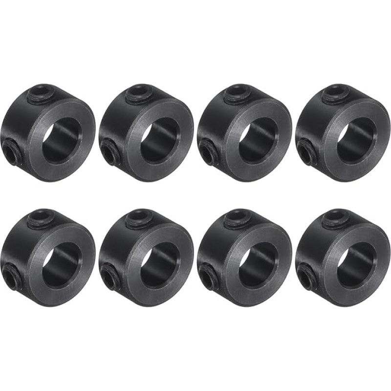 sourcing map 8 Piece Set 6mm Bore 1045 Steel Shaft Collars 12mm OD 6mm Width CV Boot for Linear Rod Shaft Guide