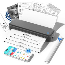 Thermal Printer A4, GuKKK Mobile Printer A4 for Travel, Office, School, Tattoo Printer, Bluetooth Thermal Printer, Supports Thermal Paper in 210 x 297 mm, Portable Printer Compatible with iOS