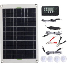 Fockety 30A MPPT Solar Charge Controller and Solar Panel Set, 12V, 24V, 50W, Waterproof Solar Panel Charger, Battery Charger for RV, Trailer, Boat, Marine, Camping, Emergency