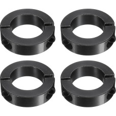 sourcing map Doppelter geteilter Schaftkragen, 35 mm Bohrung, einteiliger Spannkragen, 57 mm Außendurchmesser, 15 mm Dicke, schwarzes Oxid-Schlossbundklemme mit Stellschrauben (1035 Stahl), 4 Stück