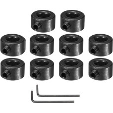 sourcing map Bohrung 6mm Schaftmanschette 13mm OD 8mm Dicke Kohlenstoffstahl Fahrwerk Stopper Radkragen mit Stellschraube & 2 Sechskantschlüssel für Werkzeugmaschinenindustrie (Schwarz, 10 Stück)
