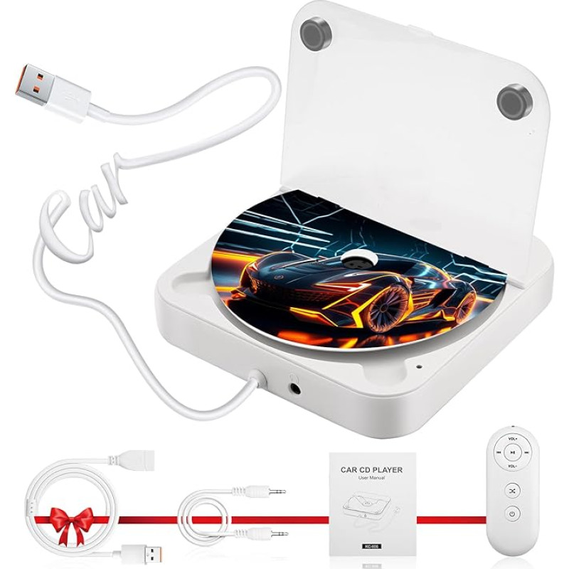 Car CD Player Drive with USB Port - External Universal CD Player for Car Truck, Extra USB Extension Cable, External CD Drive for Laptop, PC, TV, Compatible with Android Car Radio