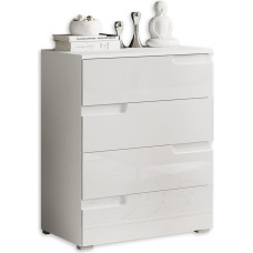 Spice Chest of Drawers in High Gloss White, Modern Sideboard with Lots of Storage Space for Your Living Area, 65 x 80 x 40 cm (W x H x D)