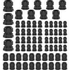 Kabelverschraubungen, wasserdicht, Zugentlastung, Kabelverbinder, Griff, wetterfest, PG7, 1/4 Zoll, 1/2 Zoll, 3/4 Zoll, 2,5 cm, NPT-Drahttülle, 72-teiliges Set