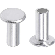 uxcell M3 Aluminium Flat Head Rivets Half Round Tip Silver Tone 100pcs M6x14mm