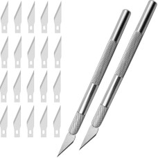 2 dalių amatininkų peilių pjaustytuvų rinkinys, tikslus skalpelis su 20 atsarginių ašmenų, drožybos peilis, drožybos amatininkų peilių rinkinys, pjaustymo peilis amatams, modelių kūrimui, drožybai, 