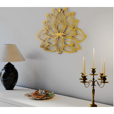 iwa koncepcija Mandala Metalinė sieninė dekoracija, Lotoso gėlių meditacijos kambario dekoras, minimalistinė zen sodo bohemiška dovana Naujiesiems metams (43,2 cm x 27,9 cm, 43 x 27,5 cm, auksinė)