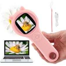 Microscope for Children, 2.0 Inch IPS Screen, 500X Mobile Phone Microscope, 2MP Portable Children's Pocket Microscope with 8 LED Lights, Christmas Birthday Gifts for Children