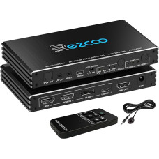 4K@120Hz HDMI 2.1 jungiklis 4x1 su USB-C DP1.4 ir garso ekstraktoriumi (optinis/3,5 mm išėjimas) VRR ALLM HDCP 2.3 HDR Dolby Vision/Atmos - PS5, Xbox, žaidimams, IR nuotolinio valdymo pultas