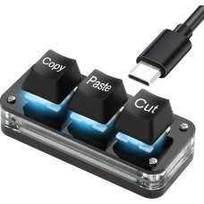 SinLoon Mini 3 mygtukų išpjova, kopijavimo ir įklijavimo programuojamos klaviatūros su LED šviesa, mechaninė 