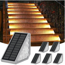 Weinsamkeit Solar Lights for Outdoor Use with Motion Sensor, Set of 6 Solar Stair Lighting Outdoor - 1200 mAh/3000 K Warm White/IP65 Waterproof, Solar Stair Light for Walkway, Stairs, Path