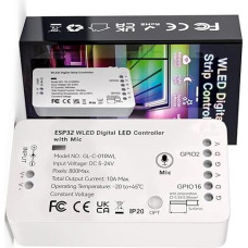 ESP32 WLED šviesos juostelės valdiklis su mikrofonu Adresuojamas LED valdiklis RGB RGBW WS2812B SK6812 WS2811 TM1814 WS2813 WS2815 5-24V ESP32