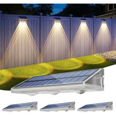 YiLaie Solar Wandleuchte Aussen, Solarleuchten für Außen IP67 Wasserdichte, 3 Farben Heller Solar Zaunleuchten für Außen, LED Solarleuchten für Aussen für Garten Balkon Terrasse Treppen 4er