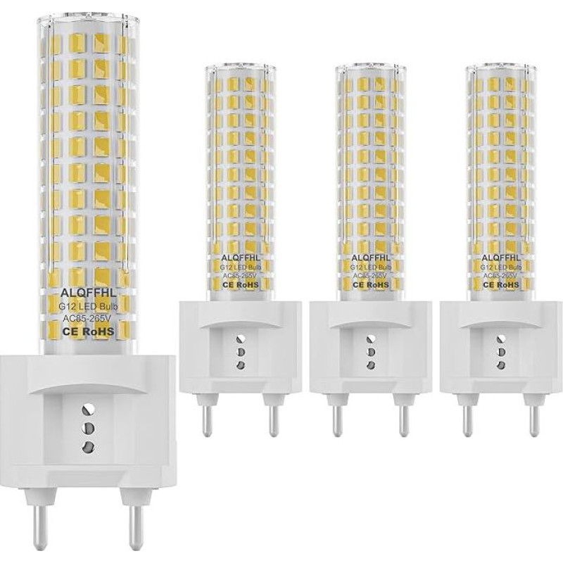 G12 LED Light Bulb 15 W, Bi-Pin Corn Light (Equivalent 120 W Halogen Light), 1500 Lumen Corn Light, Ceiling Light Floodlight for Home, Street, Garage, Landscape, Warehouse, Pack of 4 (4000 K Natural