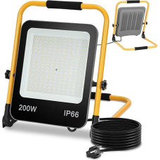 Lospitch LED Construction Spotlight 200 Watt, Work Light 6000 K Cool White, 18000 LM Construction Lamp, Construction Light, Work Light, Waterproof IP66, for the Workshop, Construction Site Garage (3 m