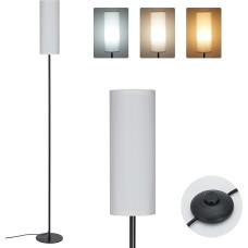 IPARTS EXPERT Living Room Floor Lamp, LED Floor Lamp, Dimmable, Floor Lamp with Foot Switch, Linen Shade, Vintage Reading Lamp, Colour Temperatures, Corner Lamp for Bedroom, Living Room, Office
