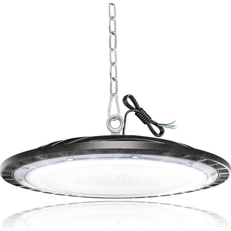 DIKHEE LED Hall Light, 150 W Indoor Light with 1 Metre Iron Chain, 15000 lm 6500 K Super Bright UFO LED Indoor Spotlight, IP65 Waterproof Commercial Indoor Light for Warehouse, Garage (1 Pack)
