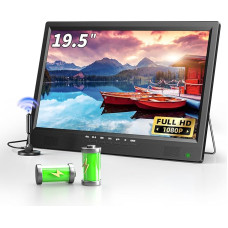 DESOBRY 19 colių televizorius 1080p, mažas televizorius su akumuliatoriumi, 12 V televizorius su reguliuojamu pagrindu, skirtas namų pramogoms, kelionėms ir lauko reikmėms, HDMI AV USB