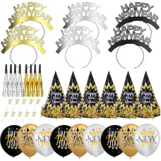 New Year's Eve Decoration 2025 New Year Party Decoration Set, New Year Party Hats, New Year's Eve Headband, New Year Party Blushes, New Year's Eve Balloons for Children, New Year's Eve Decoration 2025