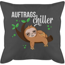 Shirtracer pagalvėlė 50 x 50 cm - pareiškimo posakiai - Auftragschiller su Sloth White - 50 x 50 cm - Grey - pagalvėlė užvalkalas Posakiai Posakiai užvalkalas ir užpildas Posakiai sofos pagalvėlė juokinga Laimingų Naujųjų Metų