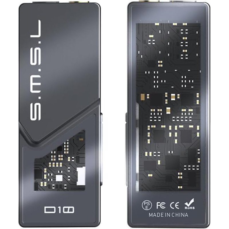 S.M.S.L D10 Audio Nešiojamasis mini dekoderio ausinių stiprintuvas 2 x CS43131 lustas 3,5 mm ausinių jungtis ir 4,4 mm subalansuota jungtis 500 mW išvestis DSD256 32 bitų/384 kHz (pilka)
