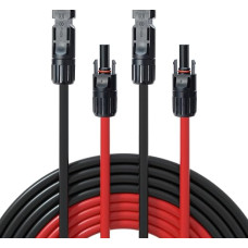 ECO-WORTHY saulės kabelis 4 mm² su saulės kištuku, 2 x 5 m saulės kabelio prailginimo kabelis, PV kabelis, saulės kabelio prailginimo kabelis saulės sistemai, saulės kolektorių prailginimo kabelis