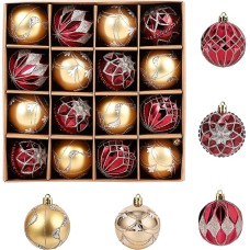 GarveeHome 16 Pieces Christmas Bauble Ornaments Set for Christmas Tree, 6 cm, Rose Gold Christmas Tree Decorations, Shatterproof Plastic Hanging Baubles for Festive Christmas Parties