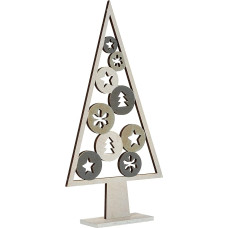 Small Foot Christmas Motif Decorative Tree, Wood Grey, 17 x 5 x 33 cm