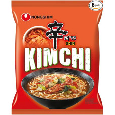 Nong Shim Instant Noodles Kimchi Ramyun - Korean Ramen Soup - Quick Preparation - Value Pack of 6 x 120 g