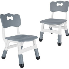 FUNLIO reguliuojama vaikiška kėdutė (2 vnt.), 3 lygių reguliuojamo aukščio kėdutė 3-8 metų mažyliams, vaikiška kėdutė, kurios maksimali apkrova 220 svarų, skirta klasei ir namams, patikrinta CPC - pilka