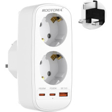 Adapter England Germany Plug, UK Adapter with 3 USB (2 PD20W 1 QC3.0), Socket Adapter England 2 Way Travel Adapter Type G for UK, Ireland, Dubai, Maldives, London