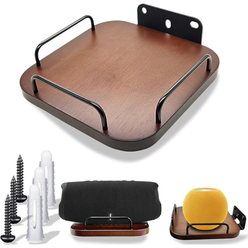 Universal Speaker Wall Mount for Roku Speaker, Homepod 2nd Generation, Adjustable Real Wood Wall Mount Shelves for Homepod Mini, Homepod 2, Bose, JBL Xtreme4, Charge 6, Sonos Era100