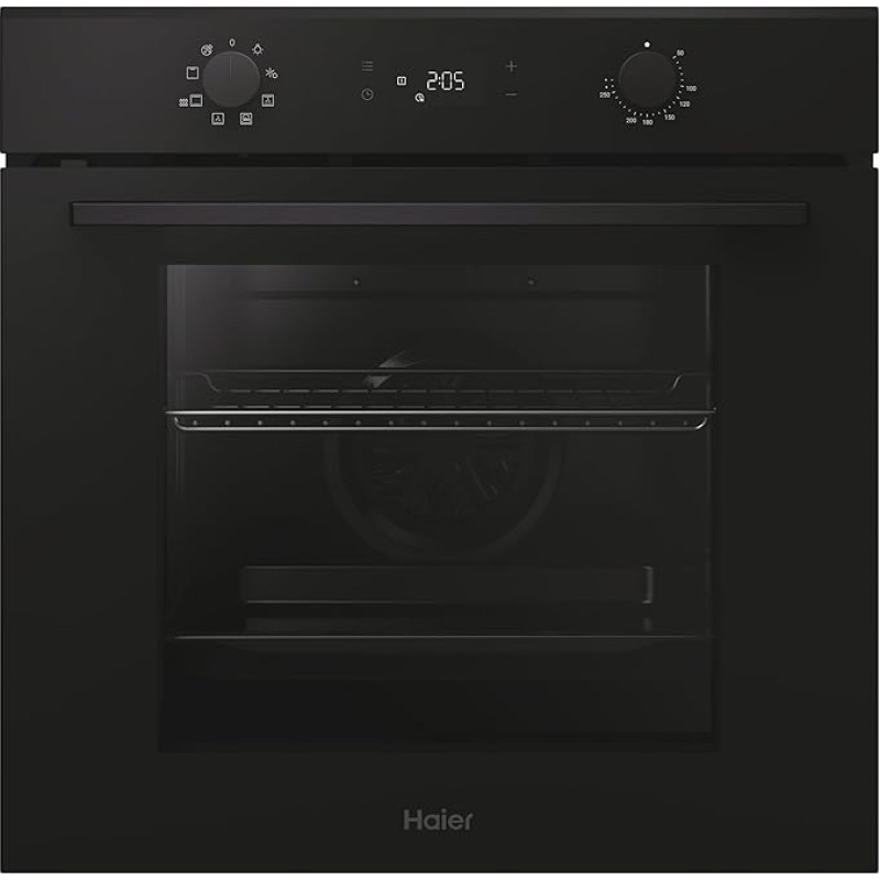 Haier ID Series 2 H6 ID2P3T1HTB Built-in Oven I Recess 60 cm I A+ I 78 Litre Volume I 9 Functions I Convection Heating with Grill I Hydrolysis Cleaning I Telescopic Extension