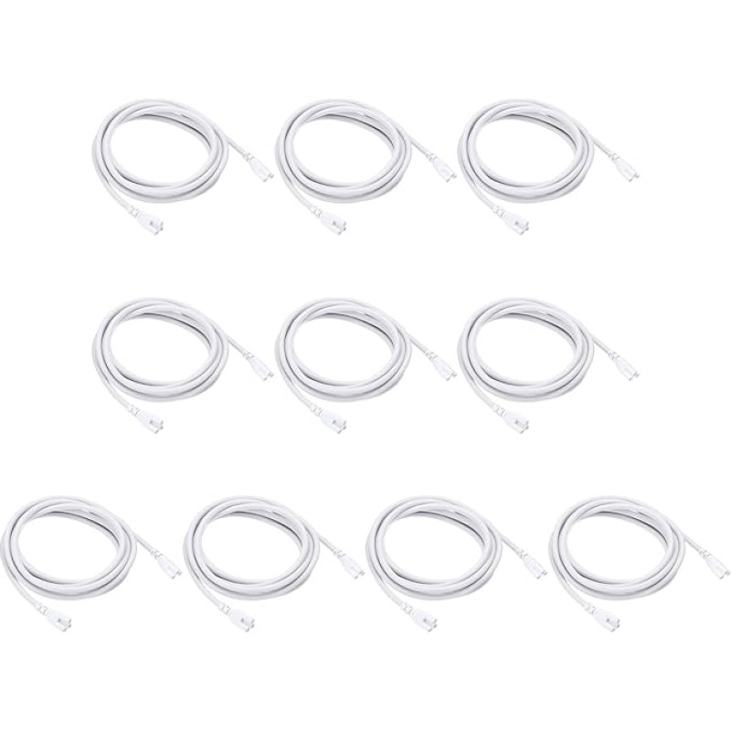 PATIKIL 3 m T5 T8 LED lempučių prijungimo kabelis, 6 LED dvigubo 3 kontaktų kabelio jungties prailginimo kabelis, skirtas LED integruotiems vamzdžiams, baltos spalvos