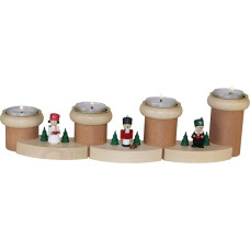 Advent Light Angel Miner & Nutcracker 7-Piece with Tea Lights Colourful W x H 32 x 8 cm Light Wreath Hanging Wreath Advent Candles Decoration Seiffen Ore Mountains Wood Christmas Cherub Messenger of