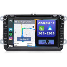 YUNTX Android 14 automobilinis radijas VW Passat/Golf/Skoda/Seat-2 Din-[Integruotas belaidis CarPlay/Android Car/GPS]-IPS 2.5D jutiklinio ekrano kamera+Canbus+MIC-DAB/Steering Wheel Control/MirrorLink/4G/WiFi/USB