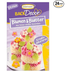 Günthart BackDecor 24 White Chocolate Flowers and Leaves in Various Colours, Set of 1 (9 g)