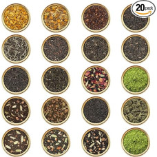 VAHDAM birios arbatos rinkinys (20 arbatų, 100 porcijų) Juodoji arbata, žalioji arbata, Oolong arbata, baltoji arbata, Chai arbata ir žolelių arbata, arbatos degustacijos rinkinys, karšta/šalta arbata arba kombučos arbata