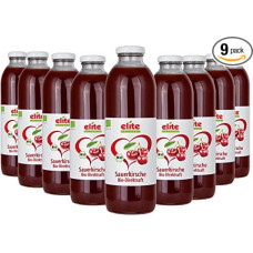 Elite Naturel Organic Sour Cherry 100% Direct Juice, Natural Cloudy, 9 x 700 ml