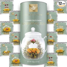 Teabloom Tea Flowers Assortment, 12 Varieties of Flower Tea in Elegant Gift Tea Box, 36 Steeps (Jasmine)