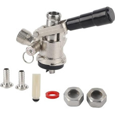 Cocoarm Beer Dispenser, Keg Cap Tap Head G5/8 Thread S Type Draft Beer Dispenser Basket Keg Tap Head with 6 Fittings Brewing Barrel Beer Taps Beer Tap for Bars Restaurants Family Celebrations