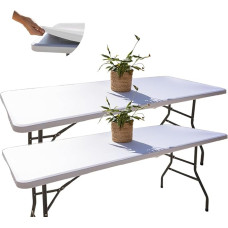 2 skalbiamos staltiesės, 182 x 76 cm, baltos, stačiakampio formos, nepraleidžiančios vandens ir elastingos, staltiesė su elastinga juosta, lauko staltiesė, stovyklavietės ir valgomojo staltiesė, staltiesė vestuvėms ir terasai