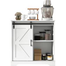 Panana Sideboard, Kitchen Cabinet with Sliding Door and Adjustable Shelf, Storage Cabinet for Kitchen, Living Room, Dining Room (White)