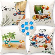 Cirzone Vandeniui atsparus pagalvių užvalkalas 4 vnt. 45 x 45 cm Dekoratyvinės lauko pagalvėlės Vandeniui atsparus kvėpuojantis vasaros paplūdimio pagalvių užvalkalas Sodo dekoracijos Lauko sofos pagalvėlė Sodo lauko dekoracijos