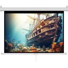 INMOZATA ištraukiamas projekcinis ekranas 100 colių / 221 x 124 cm Sieninis ir lubinis HD projekcinis ekranas su 16:9 santykiu Matinis baltas ekranas, skirtas namams, mokykloms, kino teatrui, lauko patalpoms, viešosioms erdvėms