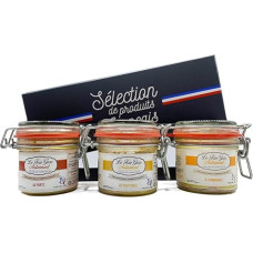 Foie Gras dovanų dėžutė - 3 x 80 g ančių kepenėlių paštetas - klasikinis, vaisinis, aromatingas - gurmaniška dovana - prancūziškas delikatesas - 