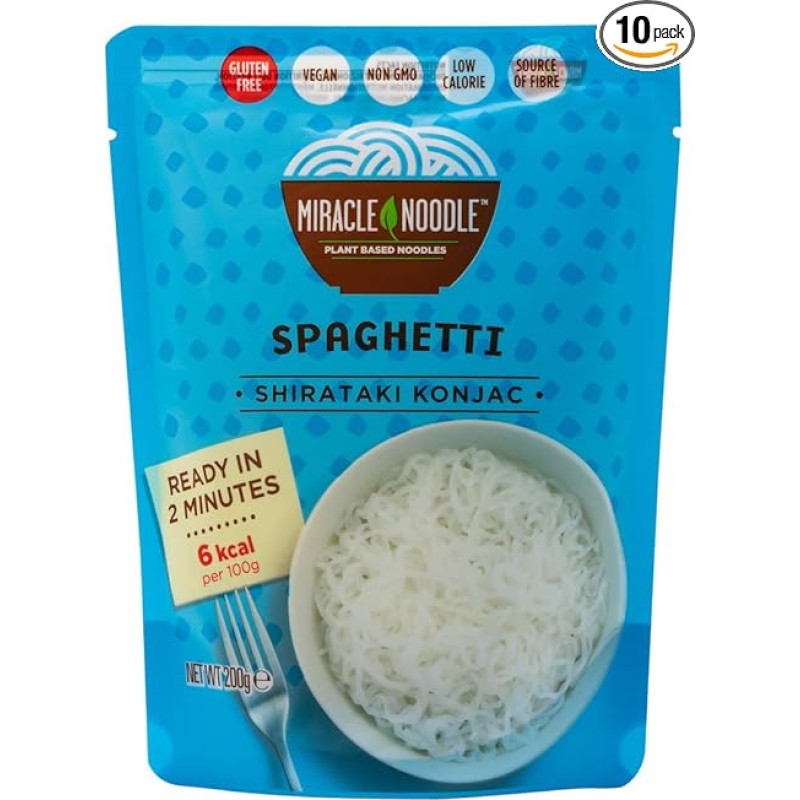 Miracle Noodle Shirataki Konjac makaronų spagečiai 10 pakuočių po 200 g
